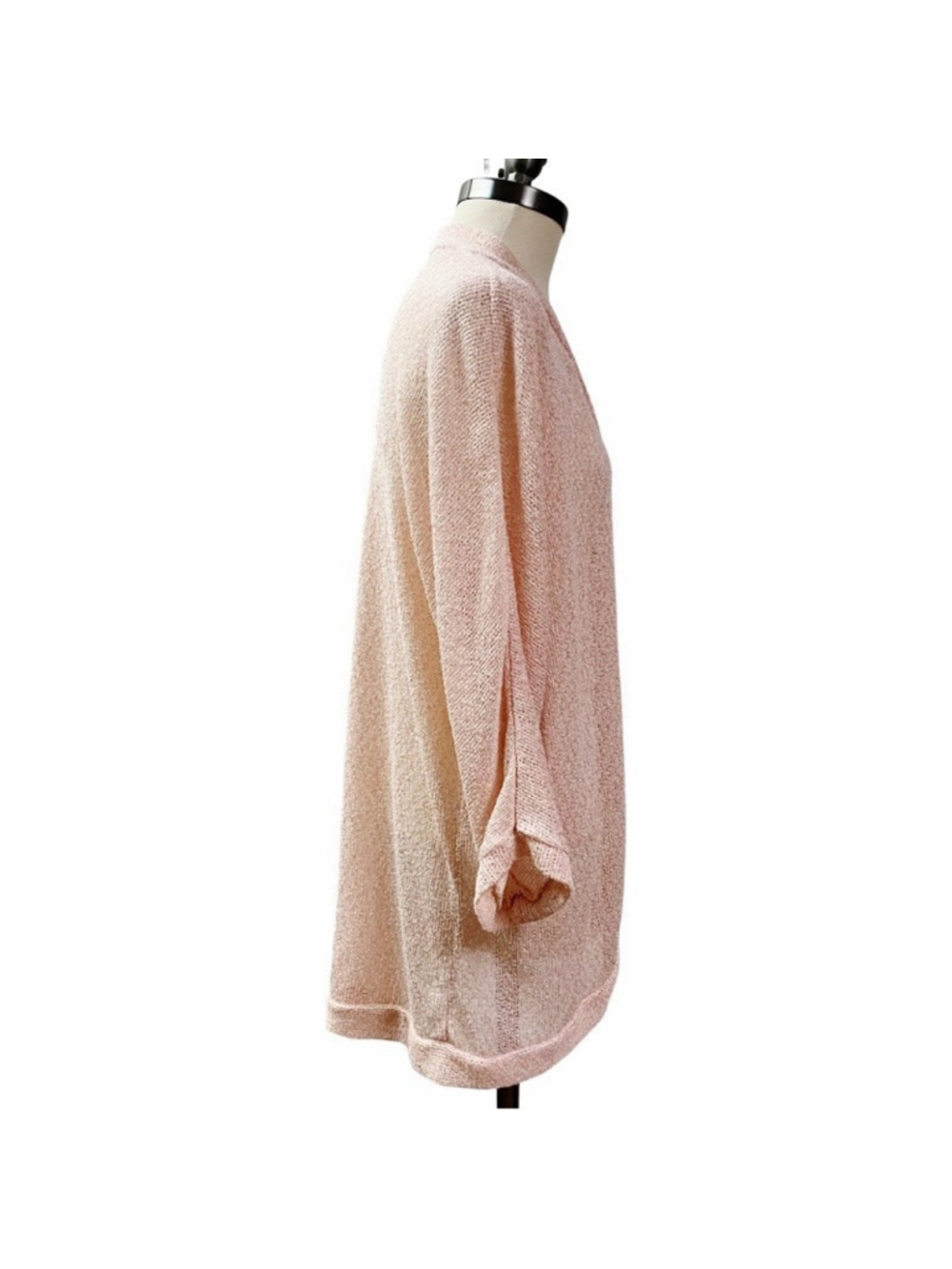 Eyeshadow Lace Knit Open Front Cardigan Plus SZ 2X Peach Metallic Thread Fall - Picture 7 of 9